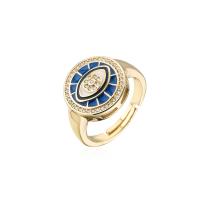 Evil Eye Jewelry Finger Ring, Brass, gold color plated, Adjustable & for woman & enamel, 18mm 