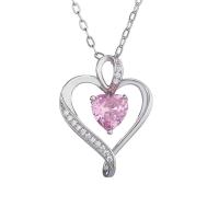 Brass Pendant, Heart, Mother Day Jewelry & micro pave cubic zirconia & for woman 