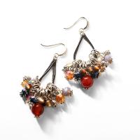 Zinc Alloy Drop Earring, with Plank & Crystal, fashion jewelry & for woman & with rhinestone 
