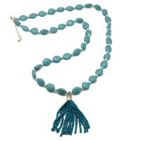 turquoise Sweater Necklace, with Zinc Alloy, for woman, blue cm 
