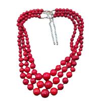 turquoise Sweater Necklace, with Zinc Alloy, multilayer & for woman, red 