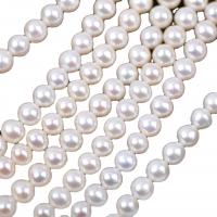 Perlas Redondas Freshwater, Perlas cultivadas de agua dulce, Bricolaje, Blanco, 7-8mm, longitud:38-40 cm, Vendido por Sarta