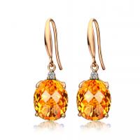 Gemstone Drop Earring, Brass, with Citrine, brass earring hook, micro pave cubic zirconia & for woman, mixed colors, 10-60mm 