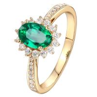 Cubic Zirconia Micro Pave Brass Finger Ring, with Emerald, micro pave cubic zirconia & for woman, mixed colors, 17mm 