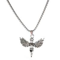 Titanium Steel Necklace, with Zinc Alloy, plated, for woman, silver color Approx 45 cm 