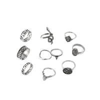Zink-Legierung Ring Set, Zinklegierung, mit Opal, plattiert, 10 Stück & Modeschmuck & für Frau & mit Strass, Silberfarbe, verkauft von setzen
