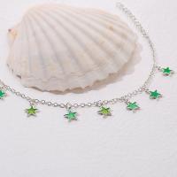 Zinc Alloy Anklet, with 1.97inch extender chain, Star, plated, fashion jewelry & for woman, green cm 