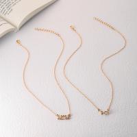 Rhinestone Zinc Alloy Necklace, with 1.97inch extender chain, plated, 2 pieces & fashion jewelry & for woman & with rhinestone, golden .8 cm 