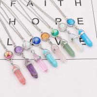 Gemstone Necklaces, Natural Stone, with Zinc Alloy, Conical, platinum color plated & Unisex Approx 17.72 Inch 
