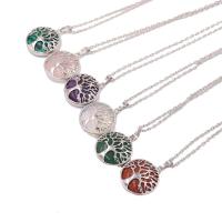 Gemstone Necklaces, Natural Stone, with Zinc Alloy, Round, platinum color plated & Unisex 25mm Approx 23.62 Inch 