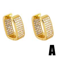 Cubic Zirconia Micro Pave Brass Earring, with Cubic Zirconia, gold color plated golden  