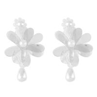 Boucle d'oreille de goutte acrylique, avec perle de plastique, fleur, bijoux de mode, plus de couleurs à choisir Vendu par paire