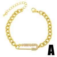 Cubic Zirconia Micro Pave Brass Bracelet, with 2.17 extender chain, Safety Pin, gold color plated & micro pave cubic zirconia, golden .51 Inch 