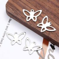 Stainless Steel Animal Pendants, 304 Stainless Steel, Butterfly, Vacuum Ion Plating, fashion jewelry & polished & DIY & Unisex, original color 