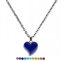 Mood Necklace , 304 Stainless Steel, with Zinc Alloy, Heart, epoxy gel, fashion jewelry & for woman & change their color according to the temperature Approx 19.69 Inch 