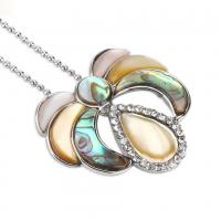 Abalone Shell Necklace, with Zinc Alloy, platinum color plated, fashion jewelry & for woman & with rhinestone Approx 17.72 Inch 