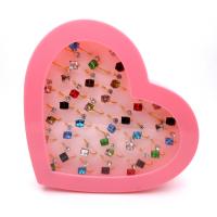 Zink-Legierung Ring Set, Zinklegierung, mit Kristall, plattiert, Einstellbar & für Frau & mit Strass, gemischte Farben, 17mm, 36PCs/Box, verkauft von Box