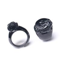 Obsidian Finger Ring, for man, black 