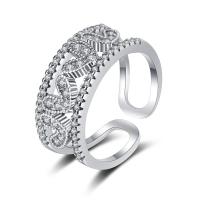 Cubic Zirconia Micro Pave Brass Finger Ring, plated, Adjustable & micro pave cubic zirconia & for woman 8.26mm 