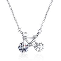 Cubic Zircon Micro Pave Brass Necklace, micro pave cubic zirconia & for woman, silver color Approx 45 cm 