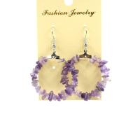 Gemstone Drop Earring, Natural Stone, with Brass, Donut, platinum color plated & for woman 55mm 