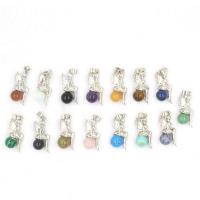 Gemstone Zinc Alloy Pendants, Natural Stone, with Zinc Alloy, platinum color plated & for woman 