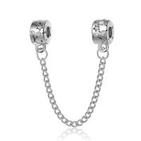 Zinc Alloy European Safety Chain, Round, silver color plated, DIY & with rhinestone, silver color Approx 4.5-5mm 