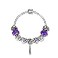Zinc Alloy European Bracelets, silver color plated & with rhinestone, silver color 