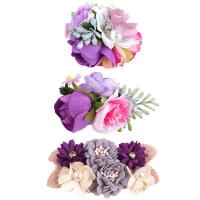 Children Hair Clip, Cloth, Flower, handmade, 3 pieces & for woman, purple, 760mm 