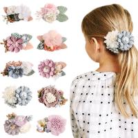 Children Hair Clip, Lace, Flower, handmade mixed colors 