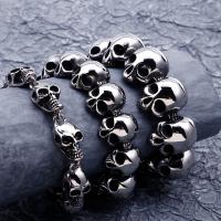 Stainless Steel Charm Bracelet, 316L Stainless Steel, Skull, fashion jewelry & for man, original color Approx 7.87 Inch, Approx 8.66 Inch, Approx 9.06 Inch 