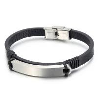 Titanium Steel Bracelet, with cowhide cord, plated, for man 