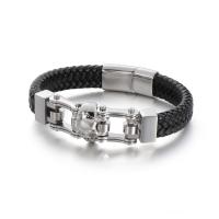 316L Stainless Steel Bracelet, with cowhide cord, plated, for man 