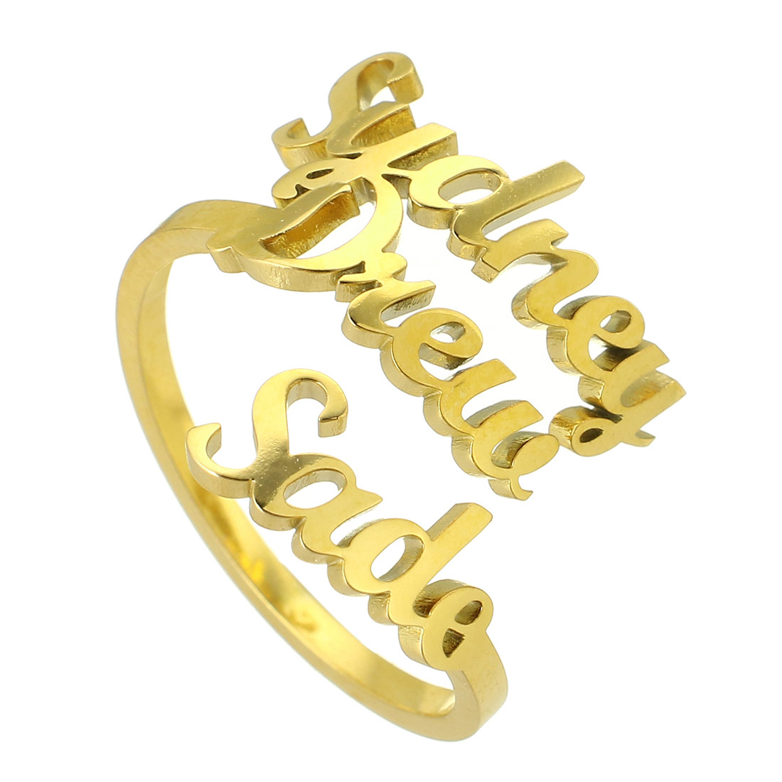 304ステンレススチール カフ指輪, 真空イオンプレーティング, それぞれのカスタムテキストは & ファッションジュエリー & 女性用, 金色, 売り手 パソコン