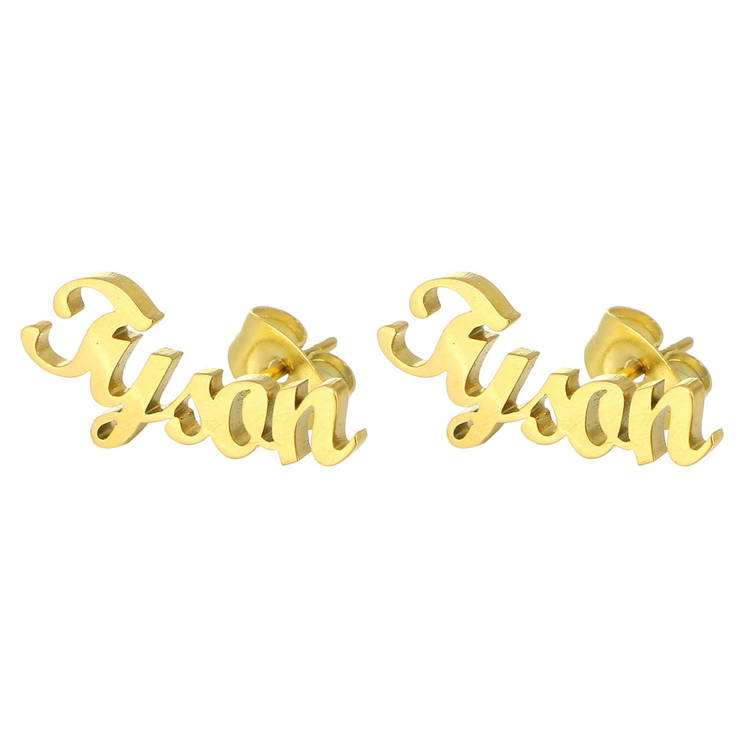 Stainless Steel Stud Earring, 304 Stainless Steel, Vacuum Ion Plating, Each custom text must be less than 10 letters & fashion jewelry & for woman, golden, 19x9mm, Sold By Pair