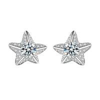 Cubic Zirconia Micro Pave Brass Earring, micro pave cubic zirconia & for woman, silver color 