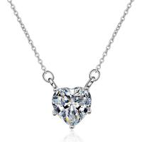 Cubic Zircon Micro Pave Brass Necklace, micro pave cubic zirconia & for woman, silver color Approx 45 cm 