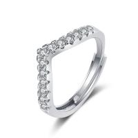 Cubic Zirconia Micro Pave Brass Finger Ring, plated, Adjustable & micro pave cubic zirconia & for woman, silver color, 17mm 
