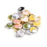 Enamel Brass Pendants, Round, real gold plated 