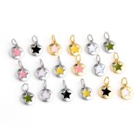 Enamel Brass Pendants, real gold plated, with star pattern 