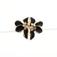 Rhinestone Brass Stud Earring, brass post pin, real gold plated, for woman & enamel & with rhinestone, black 