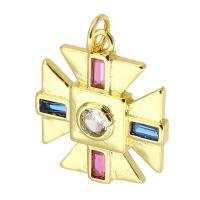 Cubique Pendentif en laiton zircon pavent, Placage de couleur d'or, bijoux de mode & DIY & pavé de micro zircon, multicolore Environ 4mm, Vendu par PC