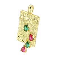 Cubique Pendentif en laiton zircon pavent, Placage de couleur d'or, bijoux de mode & DIY & pavé de micro zircon, multicolore Environ 3mm, Vendu par PC