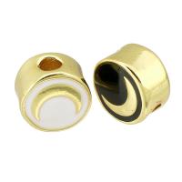 Perlas de esmalte latón, metal, Esférico, chapado en color dorado, Joyería & Bricolaje, más colores para la opción, 10x10x6mm, agujero:aproximado 3mm, Vendido por UD