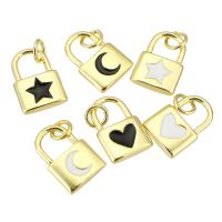 Enamel Brass Pendants, Lock, gold color plated, fashion jewelry & DIY Approx 3mm 