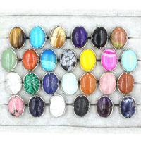 宝石の真鍮製の指輪, 天然石, とともに 銅, 卵形, プラチナカラーメッキ, 調整 & 選択のための異なった材料 & ユニセックス, 無色 内径:約 21mm, 売り手 パソコン