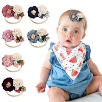 Fashion Baby Headband, Cloth, with Nylon, Flower, handmade, 6 pieces & for children, mixed colors, 760mm 