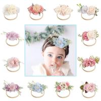 Fashion Baby Headband, Cloth, with Nylon, Flower, handmade, Girl & for children mixed colors, 115mm 