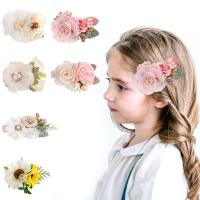 Заколка для детей, Кружево, Форма цветка, Связанный вручную, Девушка & разные стили для выбора, разноцветный продается PC
