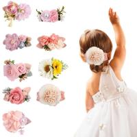 Заколка для детей, ткань, Форма цветка, Связанный вручную, Девушка & разные стили для выбора, разноцветный продается PC
